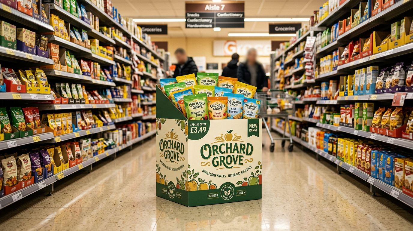 Temporary stock - dump bin in a supermarket aisle