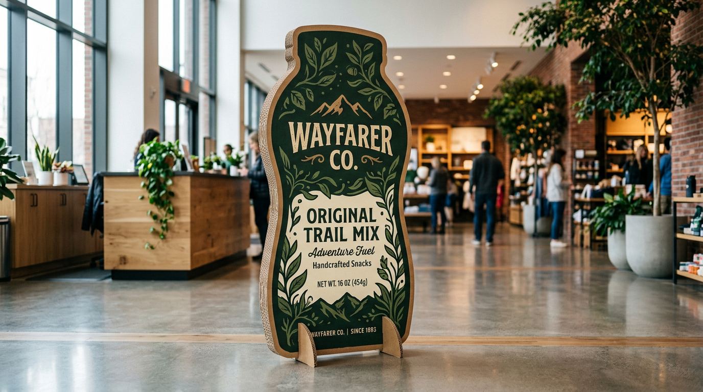 Temporary stock - standee in a foyer